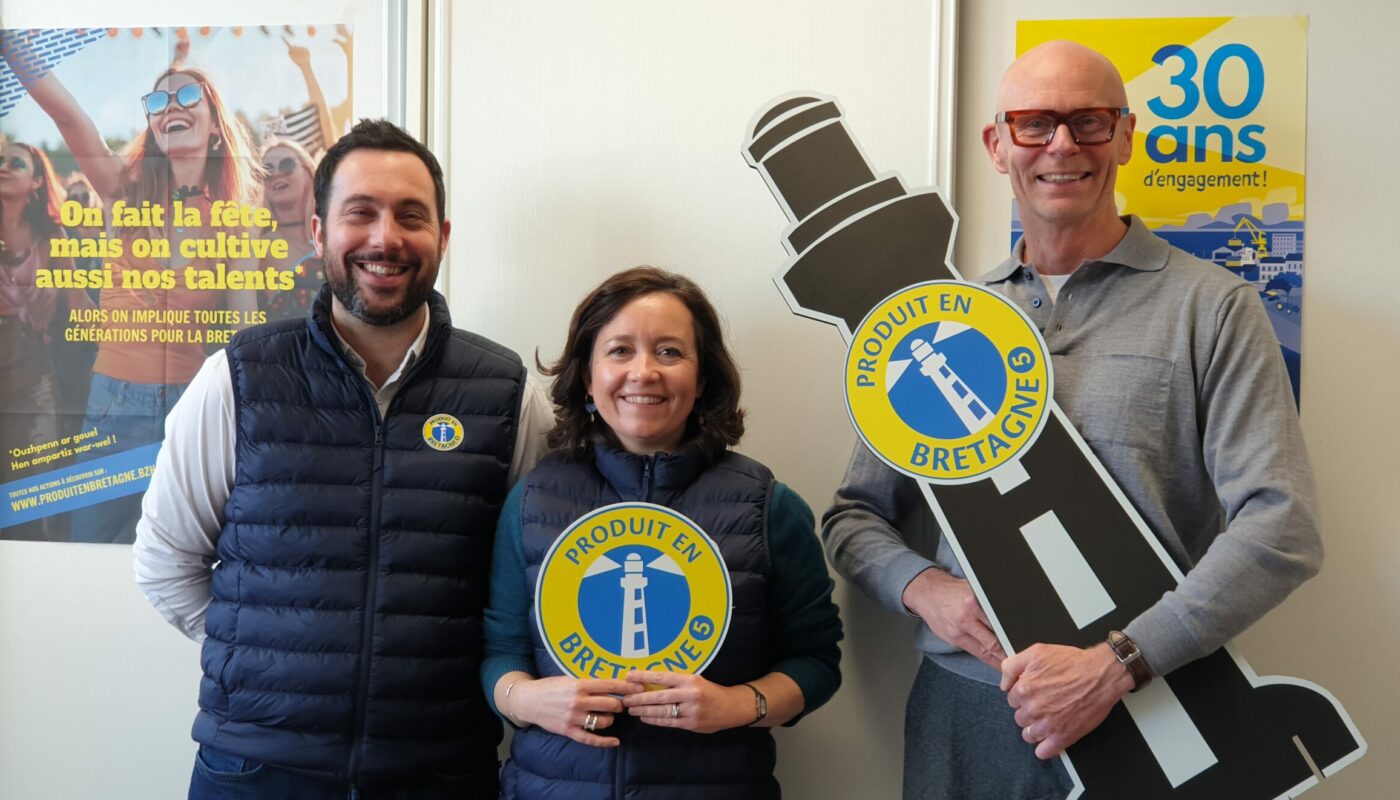 Alan Blanchet, Anne-Claire Pons et Olivier Branellec représentent l'association Produit en Bretagne © Christophe Pluchon